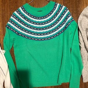 Jcrew 100% CASHMERE Fairisle sweater green size XS